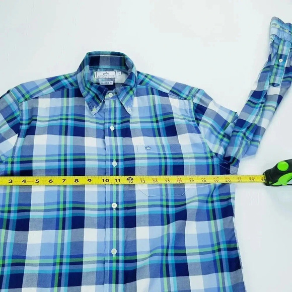 Southern Tide Small Classic Fit Men's Embroidered Pocket Logo Blue Plaid Cotton - Picture 2 of 9